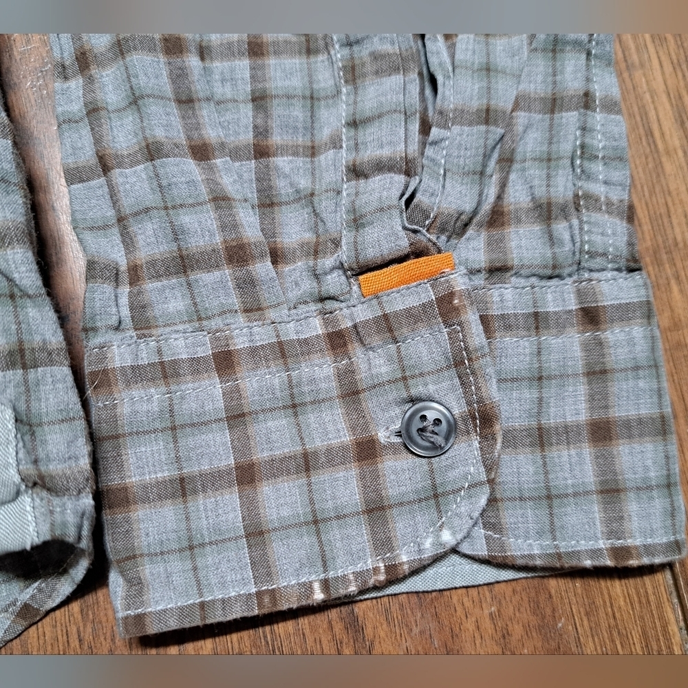 Hugo  Boss Orange Label Men's Button Down Shirt Gray Brown Check Size XL - Picture 5 of 7